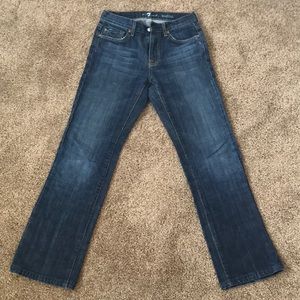 7 for All Mankind Men’s bootcut denim jeans.